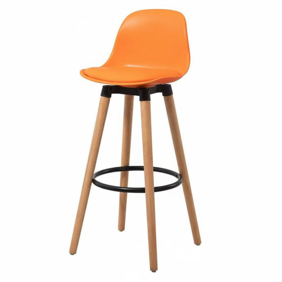 Built-in Footrest Swivel High Stool with Backrest Anti-Slip Foot Pads Bar Chair Padded Seat Seating Furniture Sturdy Leg Design for Homeowners, Business Owners, Adults, Reception Desk, Kitchen Island, Restaurant, Dining Room