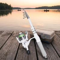 Kids Telescopic Fishing Rod 1.6m White Fiberglass Lure River Fishing