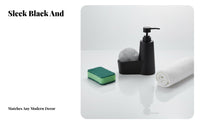 Dish Soap Pump with Scrubber Holder Single-Hand Use Kitchen Sink Dispenser Holder Countertop Organizer Easy to Clean