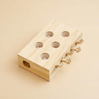 Solid Wood Feline Whack-a-Rodent Toy Interactive Lever Action Feline Toy Boredom Relief for Cats, Kittens, Indoor
