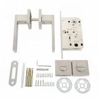 Split-Handle Lock with Quiet Latch Minimalist Door Lock Non-Handed Hardware for Bedroom Doors