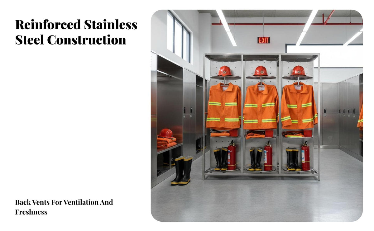 Rotating Fire Suit Rack Double-Sided Design Firefighter Gear Rack Heavy-Duty Turnout Gear Stand for Firefighters, Emergency Responders, Firehouse