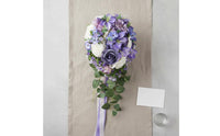 Lavender Cascading Floral Arrangement Ribbon Wrapped Handle Lavender Wedding