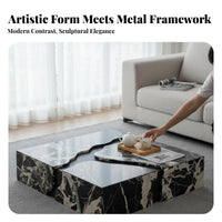 2 Pieces Italian Minimalist design Nesting Tables with Drawer Space-Saving Living Room Furniture Marble Pattern Top Coffee Table Set Internal Storage for Small Apartment Dwellers, Homeowners, Interior Design aficionados, Lounge Area