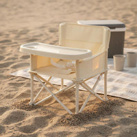 Foldable Baby Beach Chair with Backrest Folding Baby Chair Safety Strap Infant Learning Seat Sun Canopy for Babies, Infants, Outdoor, Camping, Garden, Patio