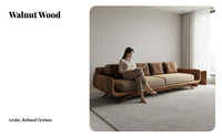 Wooden Frame Leather Settee New Chinese design Sofa sturdy Wood Construction Couch for Apartment Dwellers, Homeowners, Living Room, Lounge Area, Bedroom