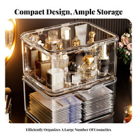 Clear Lidded Organizer Large Capacity Clear Cosmetic Case Stackable Design