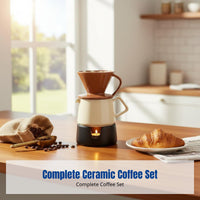 Ceramic Coffee Dripper Set, Hand Brew Strainer Funnel Mesh, Sharing Pot, Coffee Brewer Kit