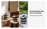 Black and White Loop Handles Cylindrical Storage Basket Open-Top Basket