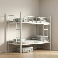 Bunk Bed with Ladder Metal Bunk Bed Space-Saving Furniture for Students, Teens, Dormitory, Bedroom, Hostel