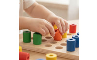 Color Insert Pillar Toy Preschool Wooden Sorting Board Geometric for Classroom
