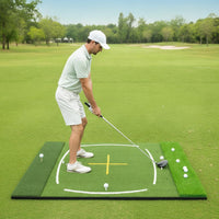 Golf Hitting Mat Driving Range Practice Pad with Cross Auxiliary Line for Indoor Outdoor Swing Training