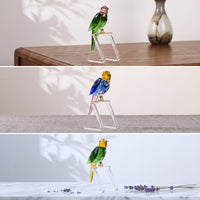 Bird Ornament Faceted Bird Figurine Tabletop Decor for Shelf