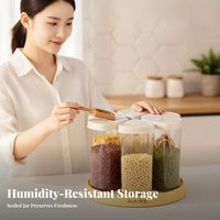 Hinged Lid Lids 6-Compartment Grain Dispenser Clear Rotating Grain Container