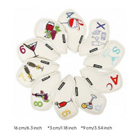 10 Pieces Easy Identification Golf Iron Cover Set Great Gift Wine Glass Iron Covers Wear Resistant Embroidered Golf Club Covers Waterproof