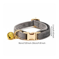 Velvet Cat Collared with Bell Adjustable Size Personalized Cat ID for Kittens, Small Dogs