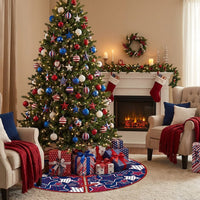 1PC Mini Valentine's Day Tree Skirt 35" Easter and Independence Day Festive Patterns Reversible Reusable Double-Sided Holiday Mat for Homeowners, Living Room