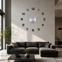 Large Acrylic DIY Wall Clock with 3D Numbers for Living Room Decor