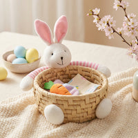 Easter Bunny Container Cute Design Woven Bunny Basket Versatile Woven Animal Container for Parents, Spring Celebrations, Table Centerpiece, Picnics