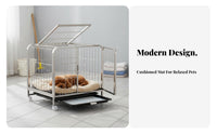 Dog Cage with Removable Tray Easy to Clean Large Dog Crate with Wheels Rust Resistant for Medium Dogs, Indoor, Outdoor