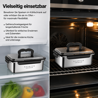 Leak-Proof Lunch Box, Rectangular Lunchbox Made of 304 Material with Handle, Freezer-Safe for Adults, Dark Color