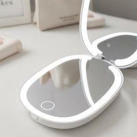 Handheld LED Pocket Mirror Dimmable Light USB Rechargeable Makeup Mirror for Women