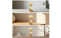 Shimmering Hourglass with Gold Glitter Elegant Decorative Hourglass Clear Tabletop Accent Aesthetic for Home Decorators, Minimalists, Living Room, Office, Study, Bedroom