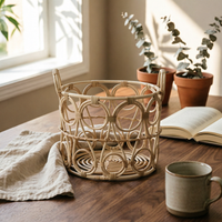 Woven Basket with Handles Handwoven Laundry Basket Lightweight for Bedroom