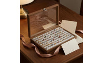 Metal Clasp Wood-Grain Finger Jewelry Holder Case Lined Interior Glass Lid Finger Jewelry Holder Box