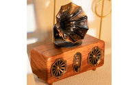 Vintage Bluetooth Speaker TF Card & USB Support Retro Gramophone Speaker Heavy Bass Mini Gramophone Music Player for Desktop, Living Room, Bedroom