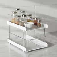 Multi Purpose Double Layer Drawer Rack Space Saving Double-Layer Storage Rack Easy to Clean Cosmetic Storage Box Sturdy for Kitchen, Countertop, Dressing Table