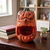 Jack-O'-Lantern Candy Dish Holder Carved-Look Gourd Candy Holder Orange Tabletop Decoration for Party Hosts, Scary Residence