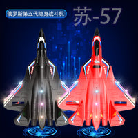 SU57 2-Channel Fixed-Wing Waterproof Foam RC Airplane Toy for Land, Water, and Air