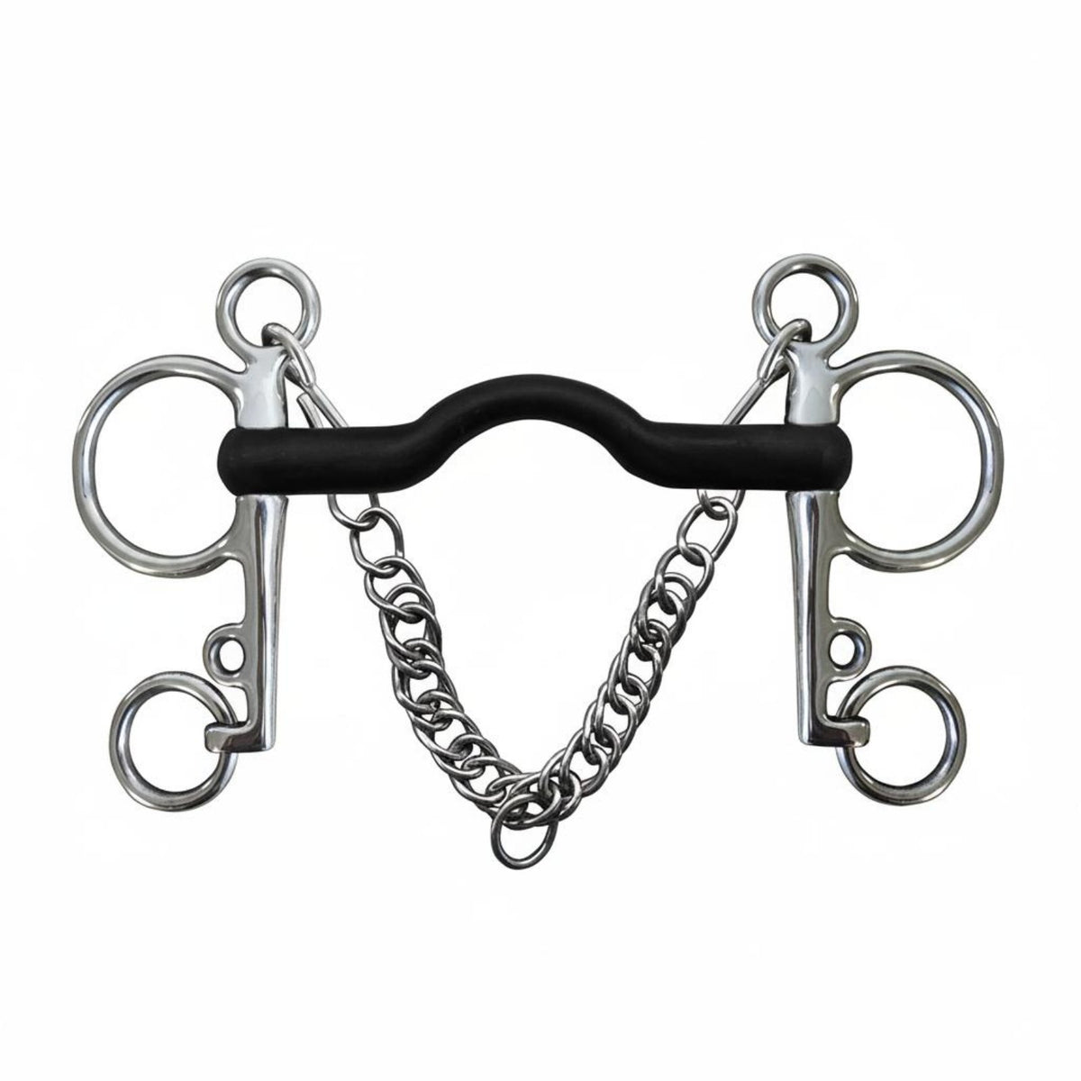 Rubber Wrapped Horse Bit Smooth Surface Rubber Wrapped Stainless Steel Pelham Bit Double Chain Equestrian Gear