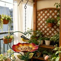 Flower Shaped Bird Feeder Heart Shape Garden Decor Drainage Holes for Outdoor