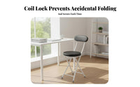 Foldable Design Cushioned Desk Chair Space-Saving Home Furniture Easy to Keep Portable Seat Multi-Purpose for Students, Homeowners, Office Workers, Dining Room, Small Compact Areas, Bedroom, Reception Area