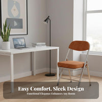 Space Saving Folding Chair Easy to Clean Padded Folding Chair Strong Load-Bearing Portable Conference Stool Non-Slip Feet for Students, Homeowners, Adults, Dormitory, Study Room, Kitchen, Party