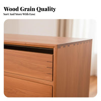 5-Drawer Wooden Chest Minimalist Design Nordic Design Low Cabinet Sturdy Construction 5 Drawer Storage Unit for Adults, Parents, Bedroom, Home, Closet