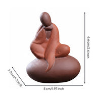 Clay Monk Figurine Meditative Decor Tea pet Meditating Monk Statue for Office Desk