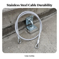 High Strength Steel Cable Anchor Point Heavy Duty Stainless Steel Wire Rope Sling Rust Resistant Fall Protection Anchor Sling Easy Installation for Construction Workers, Rescue Personnel, Working at Heights, Industrial Environments, Job Sites, Rooftops