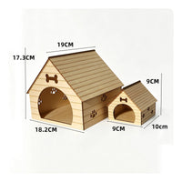 Miniature Dog House Paw-Print Dollhouse Doghouse Compact Wooden Pet House Prop for Photographers