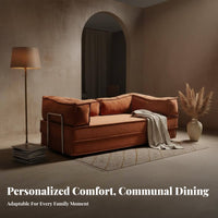 Foldable sectional Sleeper Sofa Vintage Look sectional Corduroy Sofa Bed century-inspiredcentury-inspired-century-inspired-century modern aesthetic and design adaptable Seating Oversized for Apartment Dwellers, Families, residents, Lounge Area