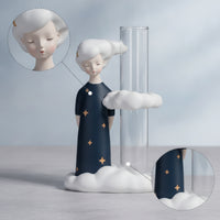Figurine Vase with Glass Tube Tabletop Ornament Compact for Entryway Console