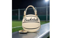 Basketball-Shaped Purse Faux-Leather Basketball Handbag Sporty Crossbody Shoulder Bag with Shoulder Strap for Concerts