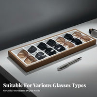 Black Walnut Finish 7 Slot Eyeglass Tray Professional Design 7-Slot Sunglasses Tray Versatile Use for Retailers, Drawer
