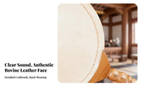 Handheld Design Fan Drum Includes Drumstick Single-Head Drum with Sticks Handmade Religious Article Crisp Sound for Buddhists, Music Lovers, Meditation Sessions, Cultural Performances, Concerts, Classrooms