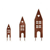 3 Pieces House-Shaped Garden Stake Hanging Hole Decorative House Stake Easy to Install Yard Ornament