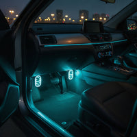 4 Pieces Adhesive Car Ambient Light with Controller Wireless Car Interior LED Lights Rechargeable Interior Ambient Lighting Kit Dynamic Modes for Footwells