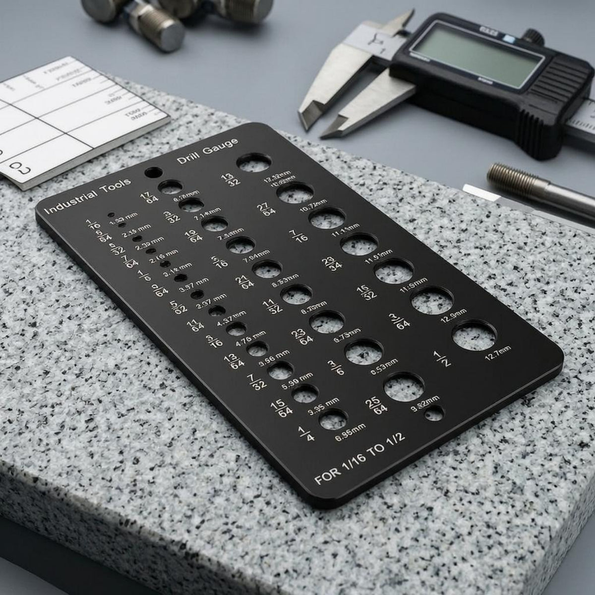 Stainless Steel Drill Gauge Plate Fractional Inch Drill Gauge Metric Measuring Tool Slim Profile