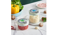 Compact Manual Garlic Mincer Easy to Use Manual Food Chopper Portable Chopper with Clear Cup Long-Lasting for Home Cooks, Kitchen, Small Kitchens, Camping